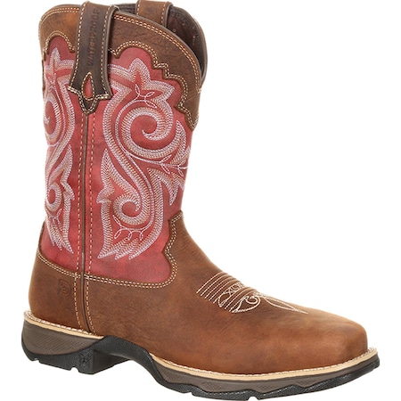 Durango Lady Rebel, Women's Composite Toe Western Work Boot, Briar Brown/Rusty Red, 9.5, DRD0220 DRD0220